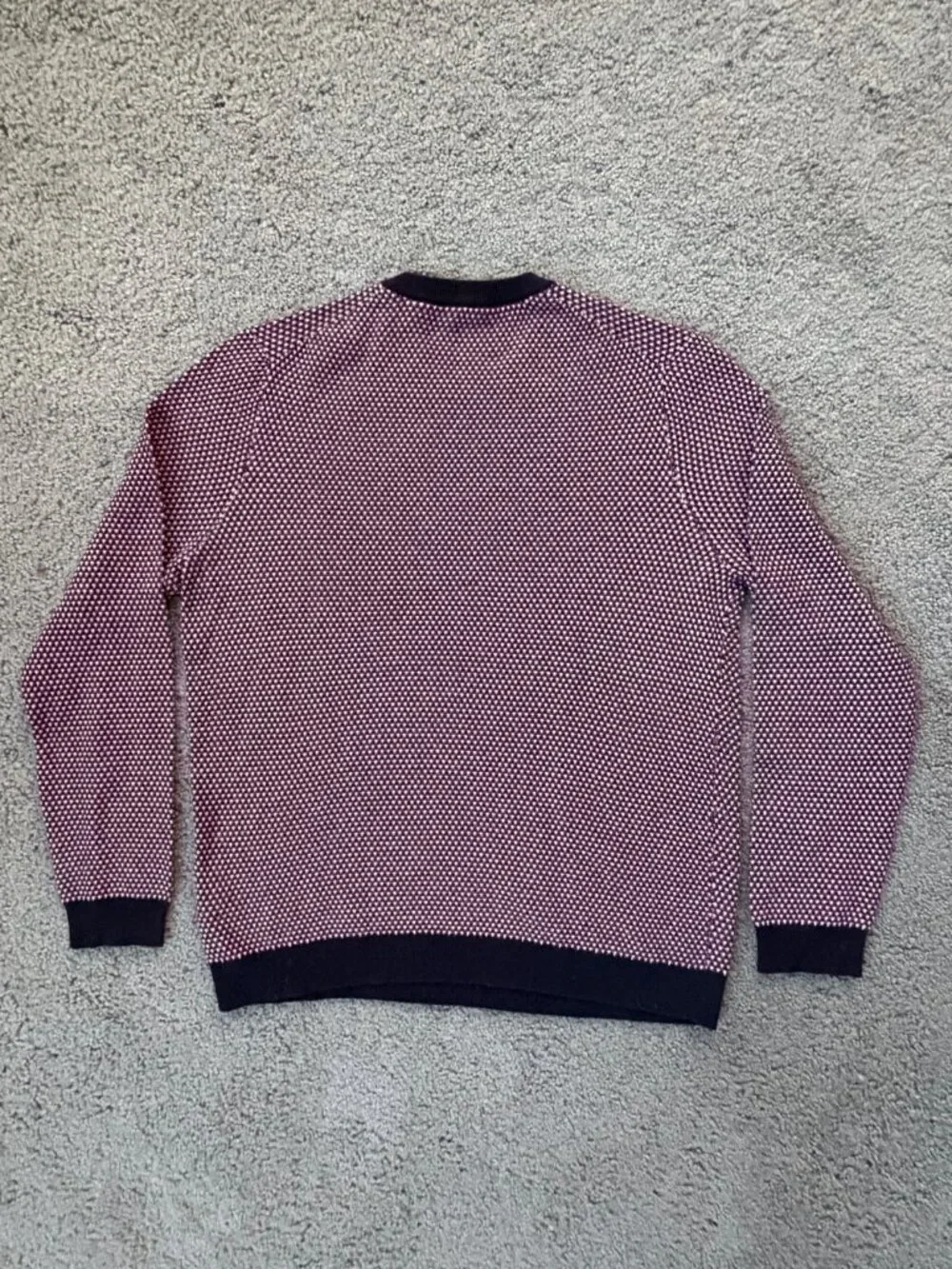 Ted Baker London Men's Textured Crewneck Knit Sweater Maroon / Navy Sz. 6 - XXL